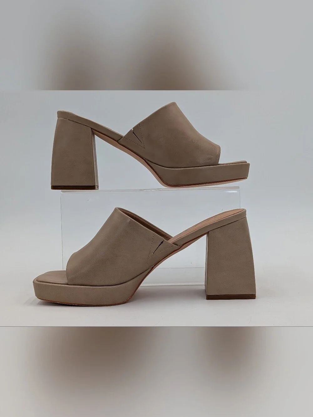 CCOCCI Sz 8.5 Doris Natural/Taupe Platform Heeled Sandals Y2K Block Heels